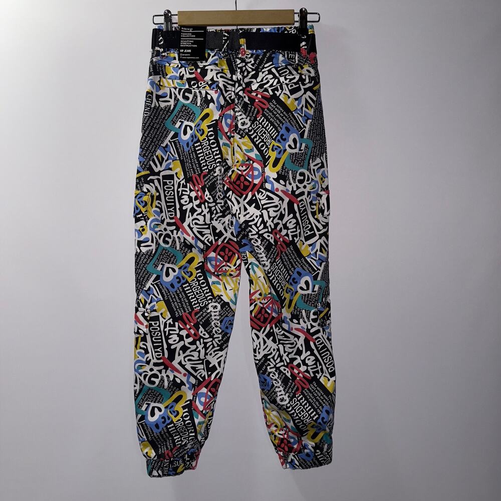 VIP JEANS Graphic Print Jogger Pants - Size 5/27 - Picture 2 of 7